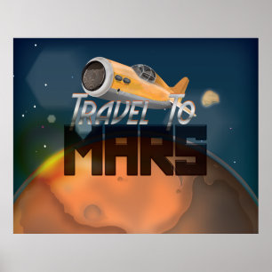 Poster de voyage Vintage voyage vers Mars