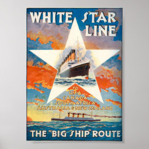 Poster de voyage vintage White Star Line