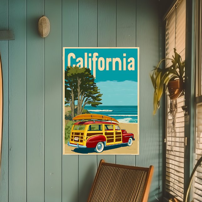 Poster de voyage vintage Woody California (Créateur téléchargé)
