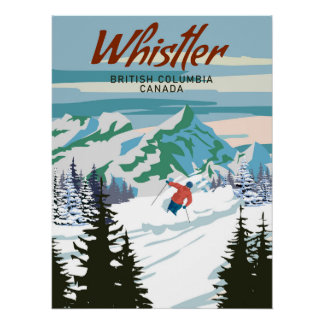 poster de voyage Whistler Station de ski vintage