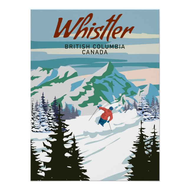 poster de voyage Whistler Station de ski vintage (Devant)