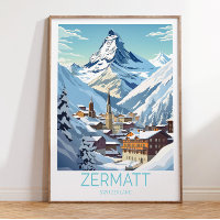 Poster de voyage Zermatt Suisse, commutateur Zerma