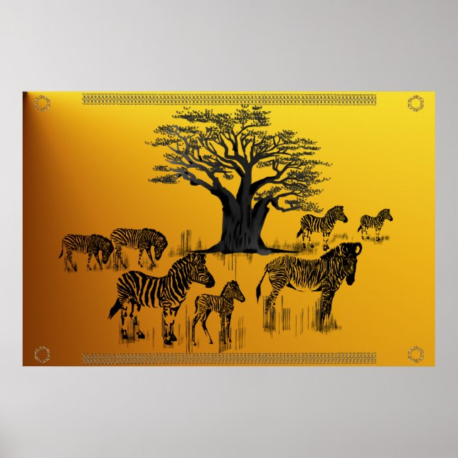 Poster de Zebra et Baobab Tree (Devant)