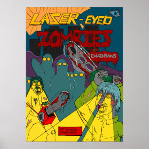 Poster de Zombies au laser avec scies à tronçonneu