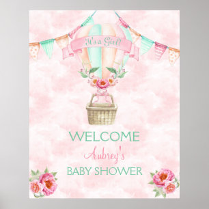 Poster d'eau d'aquarelle à bulle d'air chaud Pink 