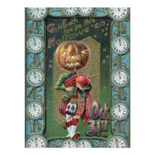 Poster Début des années 1900 Vintage Halloween Salutation