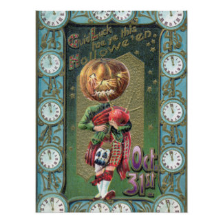 Poster Début des années 1900 Vintage Halloween Salutation