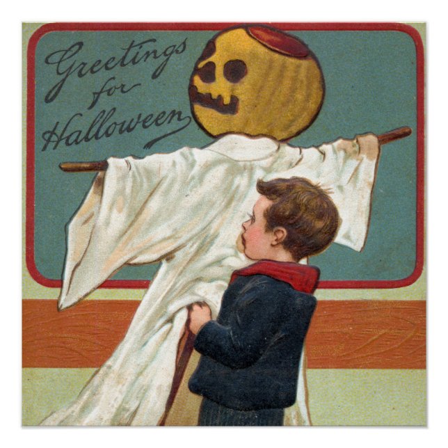 Poster Début des années 1900 Vintage Halloween Salutation (Devant)