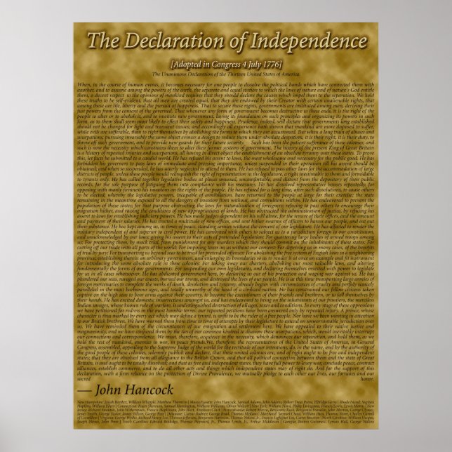 Poster Déclaration d'indépendance (Devant)