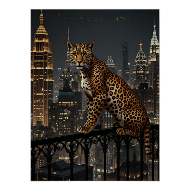 Poster Deco Leopard: Art Deco Elegance (Devant)