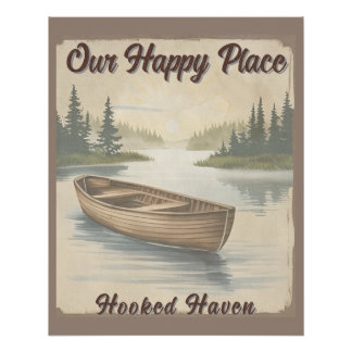 Poster Décor de pêche Cabine du lac personnalisé
