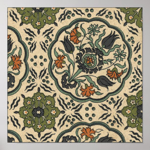 Poster Décor Floral Perse Carrelage