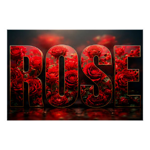 Poster Décoration florale botanique de luxe Rose