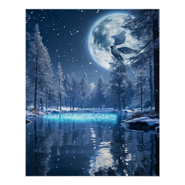 Poster Décoration Murale de Forêt Enneigée | Scène de Nat (Devant)