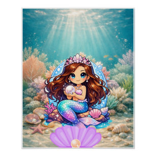 Poster Décoration murale de sirène de fantasy colorée