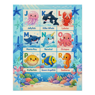 Poster Décoration murale éducative pour enfants sur l'océ