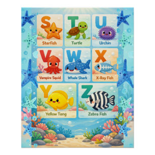 Poster Décoration murale éducative pour enfants sur l'océ