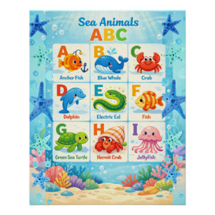 Poster Décoration murale éducative pour enfants sur l'océ