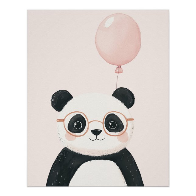 Poster Décoration murale panda, thème de nurserie animale (Devant)
