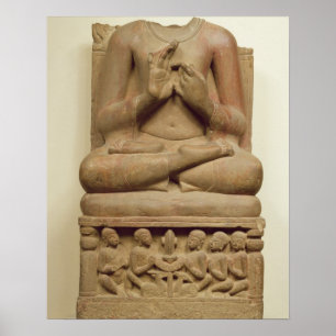 Poster Découpage de Bouddha dans l'attitude de prêcher