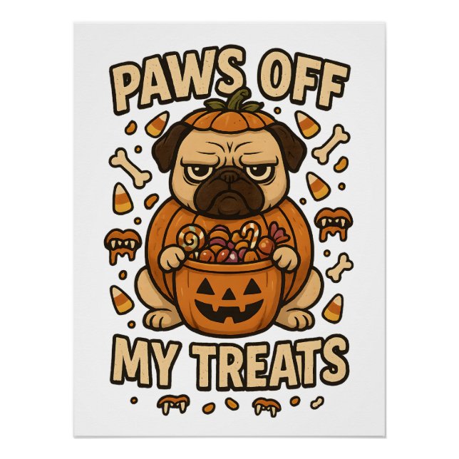 Poster Découpe Mes Traitements Halloween Carlin Costume D (Devant)