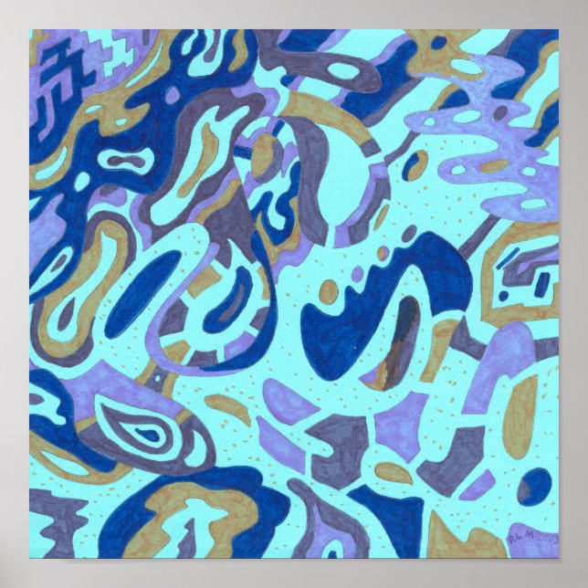 Poster "Deep is the Ocean" 12x12 Original Abstract (Devant)