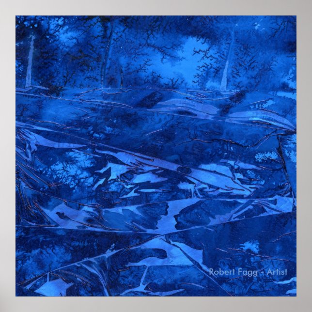 Poster "Deep Water #5" Art Abstrait de Robert Fagg bleu (Devant)