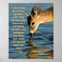 Poster - Deer Drinking Water with Psalms 47:1-2