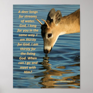 Poster - Deer Drinking Water with Psalms 47:1-2