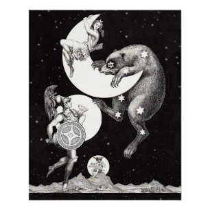 Poster Déesse lunaire céleste antique et ours Ursa Major