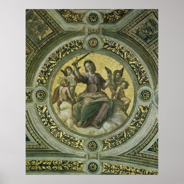 Poster Déesse romaine de la justice avec des anges par Ra (Devant)