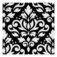 Défiler Damas Grand design blanc sur noir