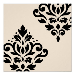 Poster Défiler Damask Art I Black on Cream