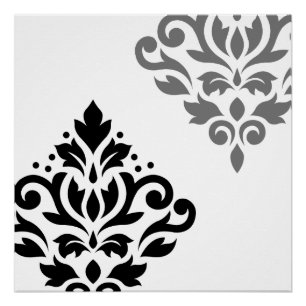 Poster Défiler Damask Art I noir & gris sur blanc