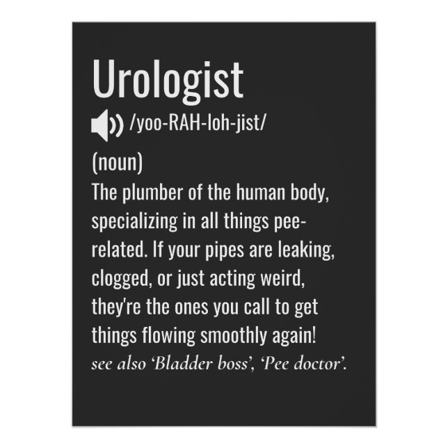 Poster définition d'urologue drôle urologie (Devant)