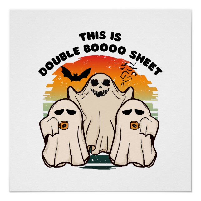 Poster Déguisement Halloween Fantôme Drôle Boo (Devant)