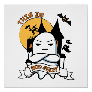 Poster Déguisement Halloween Fantôme Drôle Boo