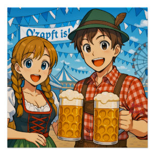 Poster Dégustation de bière pendant l'Oktoberfest à Munic