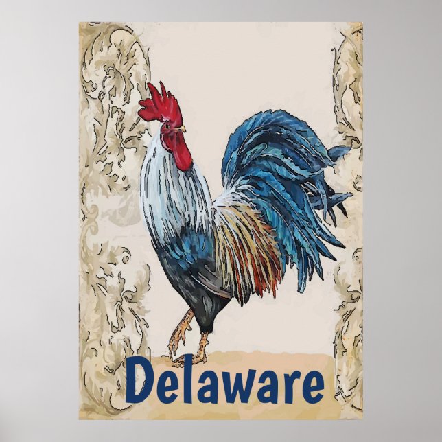 Poster Delaware, Poules bleues, Modifier le texte (Devant)