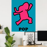 Poster d'éléphant Pop Art - Dancing Pink sur Turqu<br><div class="desc">Ajoutez une explosion de mouvement ludique à vos murs avec cet éléphant pop-art. Une silhouette rose vif et chaude, surlignée de sauts noirs, contre un arrière - plan turquoise vif. Minimaliste mais dynamique, ce design s’intègre parfaitement dans les salons, les studios ou les espaces pour enfants. Imprimé avec une couleur...</div>