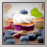 Delicious Blueberry Cupcake with Whipped Cream