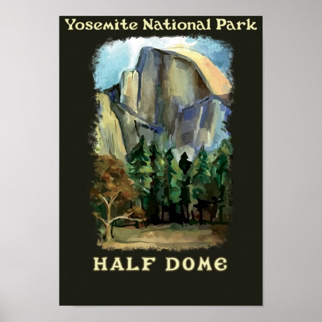 Poster Demi-Dôme, Parc national de Yosemite à la vintage (Devant)
