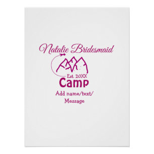 Poster Demoiselle d'honneur de camp rose ajouter nom date