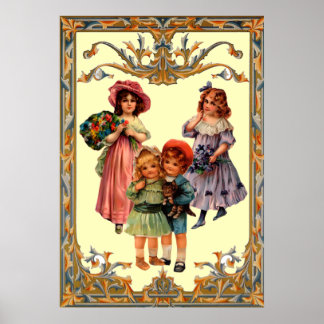 Poster d'Enfants Victoriens d'Art vintage Imprimer