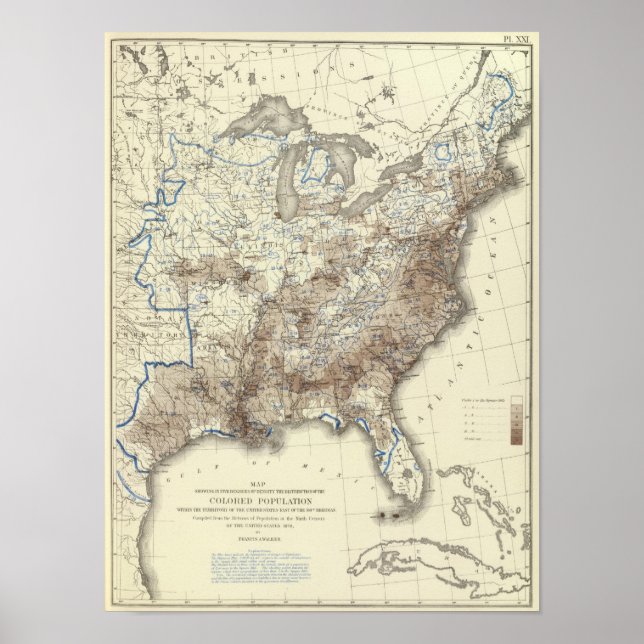 Poster Densité de la population raciale 1870 (Devant)