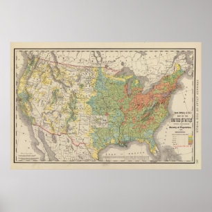 Poster Densité démographique des États-Unis, 1890
