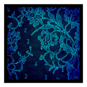 Poster Dentelle bleu marine victorienne féminine parisien