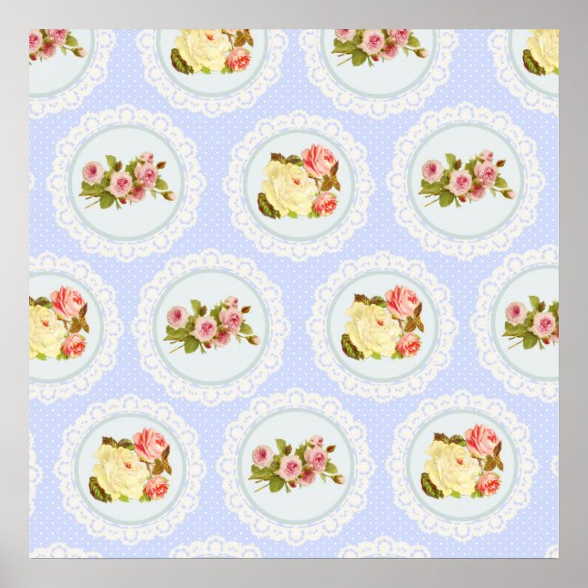 Poster Dentelle victorienne motif floral (Devant)