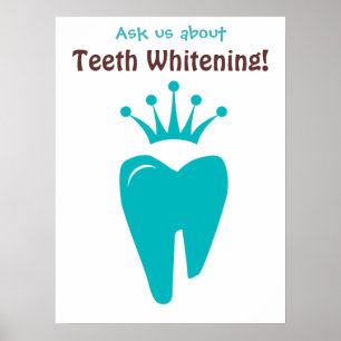Poster Dentist Cute Tooth Crown Logo Bleu