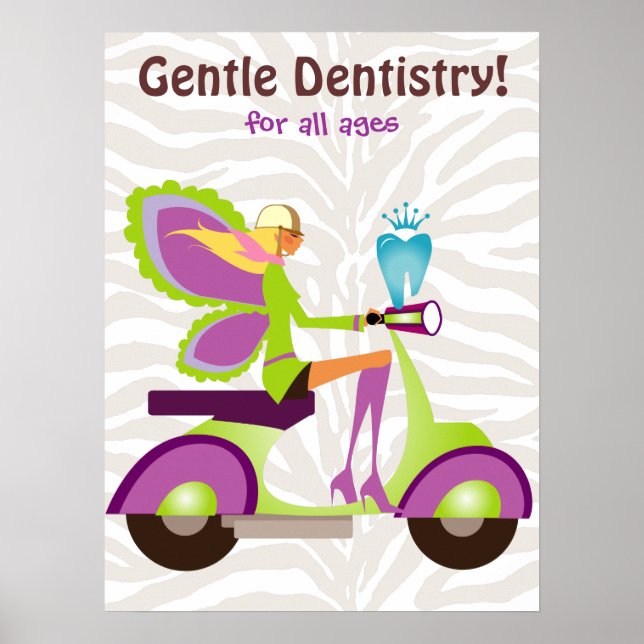 Poster Dentist Cute Tooth Fée Scooter Girl 2 (Devant)